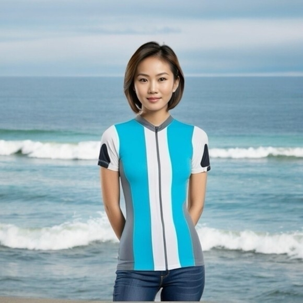 Alii Sport Womens Teal Cycling Jersey M Short Sleeve Zip UV Protection NWT - Picture 4 of 10